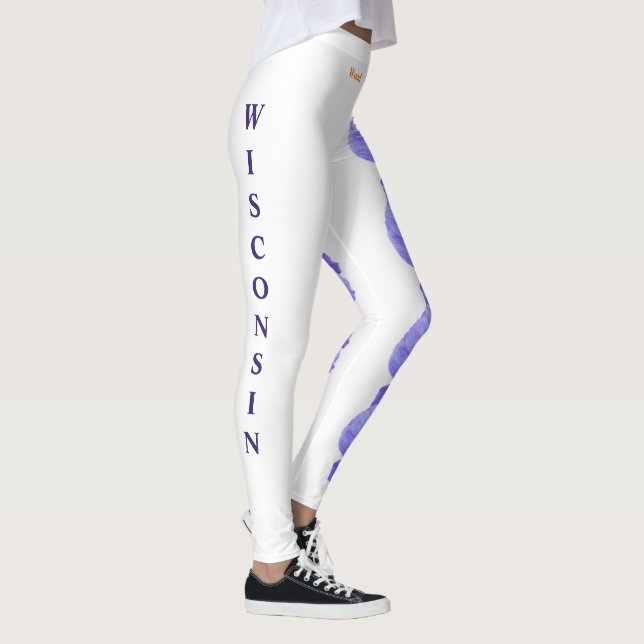 White Wisconsin State Flower Wood Violet Leggings (Right)