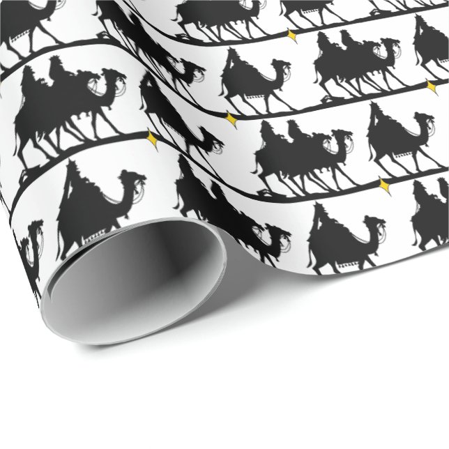 White | Wise Men now Christmas Wrapping Paper (Roll Corner)
