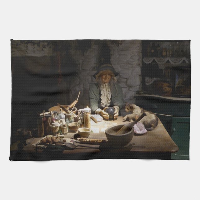 White Witch's Kitchen Museum, Witchcraft & MAGICK Tea Towel (Horizontal)