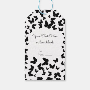 White with Black Butterflies Custom Party Favour Gift Tags