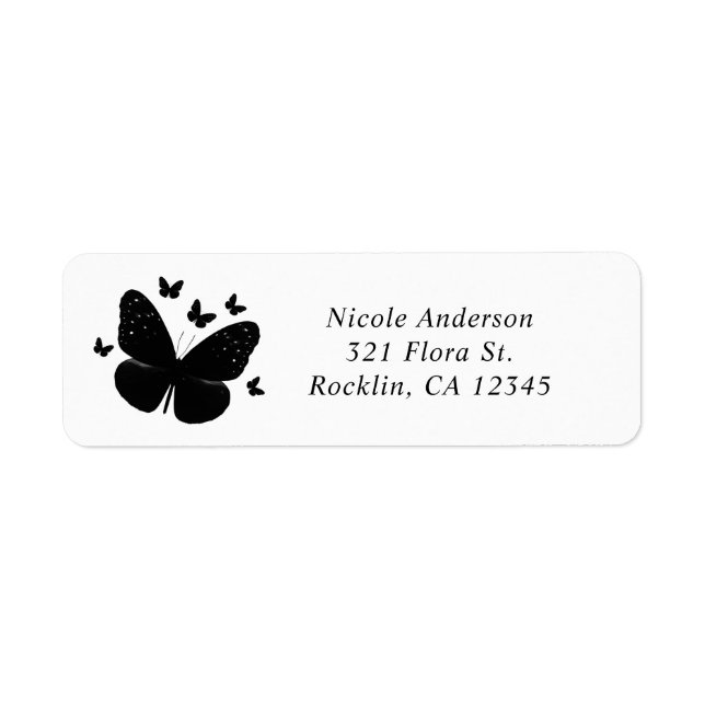 White with Black Butterflies Party Invitation (Front)