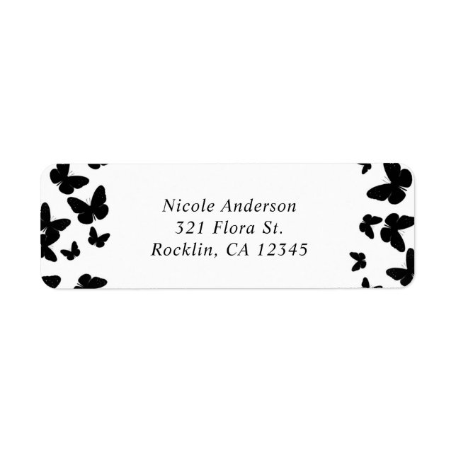 White with Black Butterflies Party Invitation (Front)