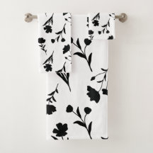 White With Black Flowers Pattern