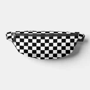White with Black Large Square Style Pattern Bum Bags