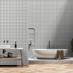 White with black polka dots wallpaper