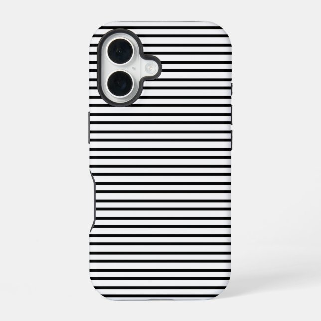 white with black stripes iPhone 16 case (Back)