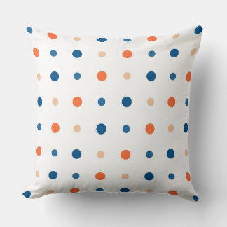 White with blue and orange dots cushion