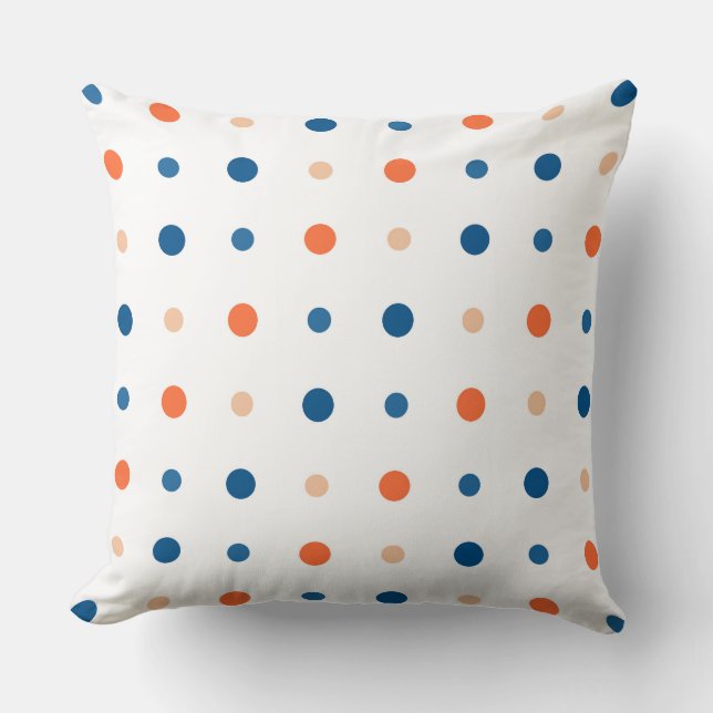 White with blue and orange dots cushion (Front)