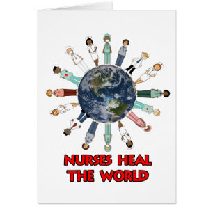 White with Blue and Red World Nurse