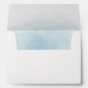 White with Blue Watercolor Lined Envelope