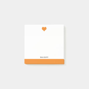 White with Bright Orange Heart & Border + Name Post-it Notes