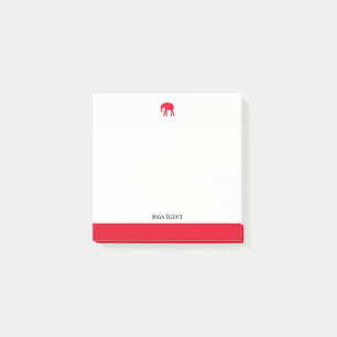 White with Bright Red Elephant & Border + Name Post-it Notes