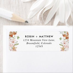 White with Earthy Blooms Wedding Return Address La