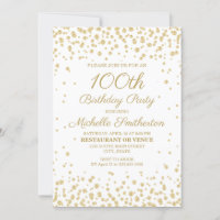 White with Gold Glitter 100th Birthday Party