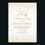 White with Gold Glitter 80th Birthday Party Invitation<br><div class="desc">Elegant women's 80th birthday party invitation with gold glitter on a white background.  Contact us for help with customisation or to request matching or coordinating products.</div>