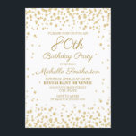 White with Gold Glitter 80th Birthday Party Invitation<br><div class="desc">Elegant women's 80th birthday party invitation with gold glitter on a white background.  Contact us for help with customisation or to request matching or coordinating products.</div>