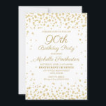 White with Gold Glitter 90th Birthday Party Invitation<br><div class="desc">Elegant women's 90th birthday party invitation with gold glitter on a white background.  Contact us for help with customisation or to request matching or coordinating products.</div>