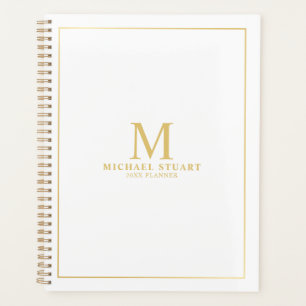 White with Gold Personalised Monogram and Name Planner