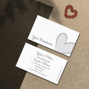 White with Gorgeous Grey Heart Modern Cute Simple Business Card