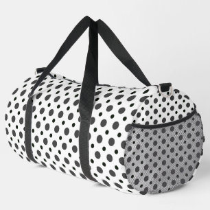 White with Gray and Black polka dots Duffle Bag