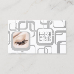 White With Grey Cubes Eyelash Extensions Card