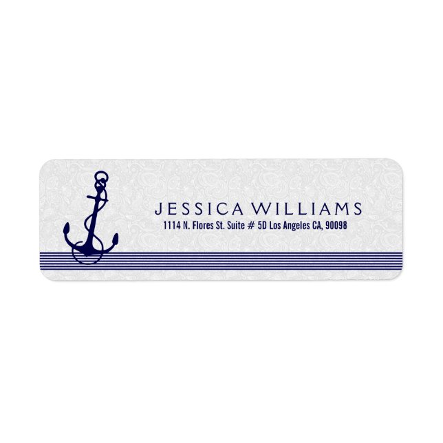 White With Navy Blue Nautical Boat Anchor (Front)