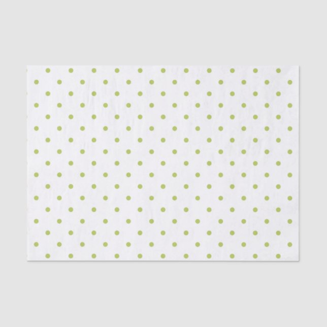 WHITE WITH PALE LIME GREEN POLKA DOTS TISSUE PAPER (Front)