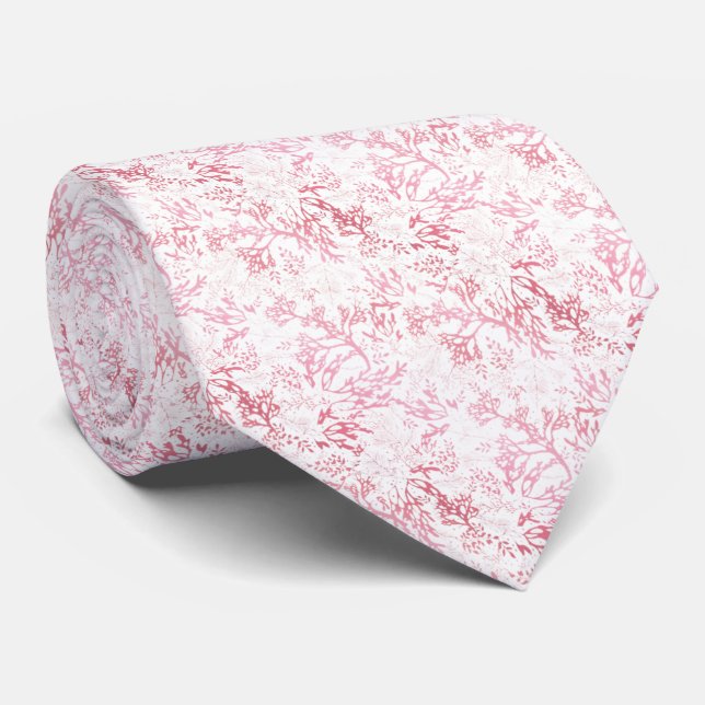 white with pink coral tie (Rolled)
