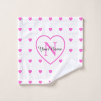 White With Pink Hearts & Large Monogrammed Heart