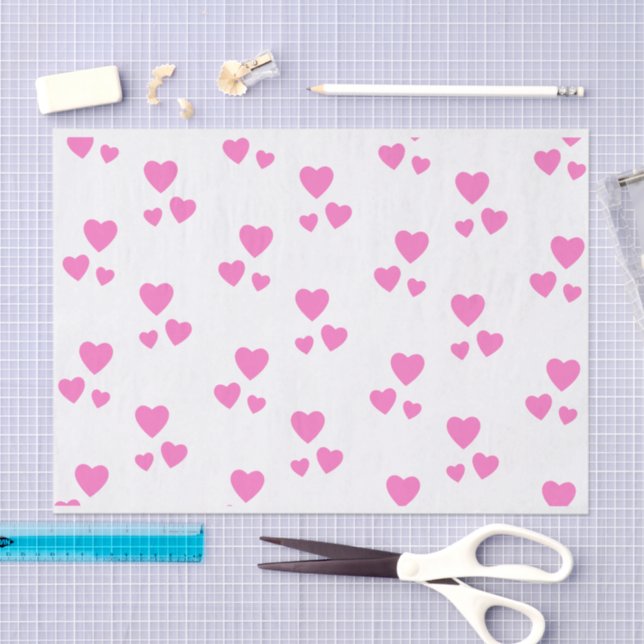 White with pink hearts tissue paper (Craft)