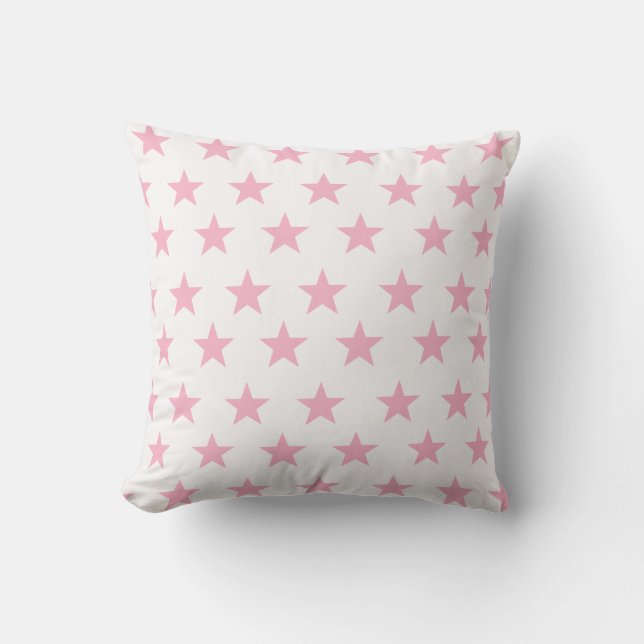 White with Pink Stars Cushion (Front)