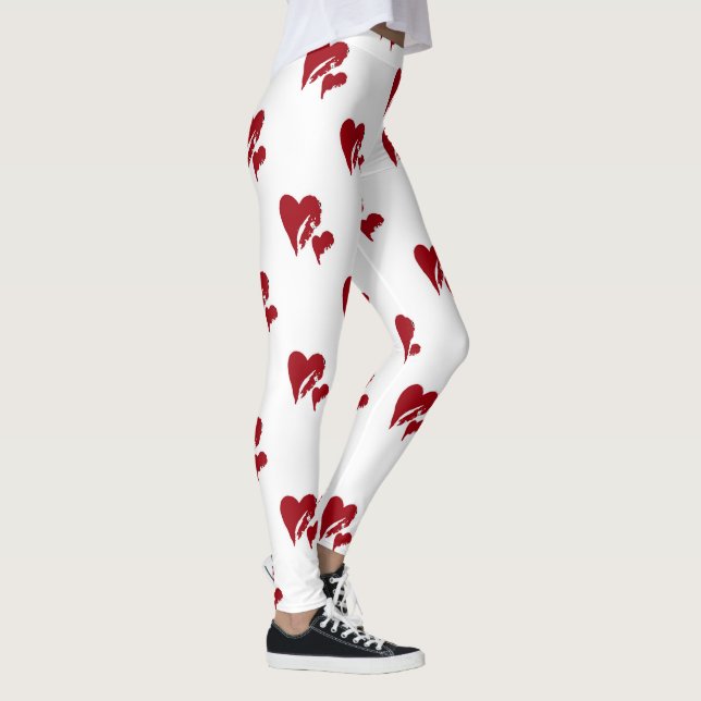 White with Red Hearts Leggings (Right)