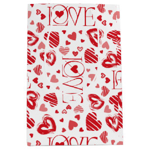 White with Red Hearts Medium Gift Bag