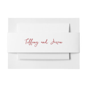 White with Red Text of Your Choice Invitation Belly Band