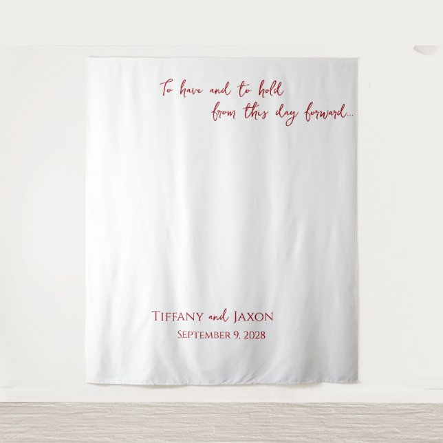 White With Red Text Wedding Quote Tapestry (Front)
