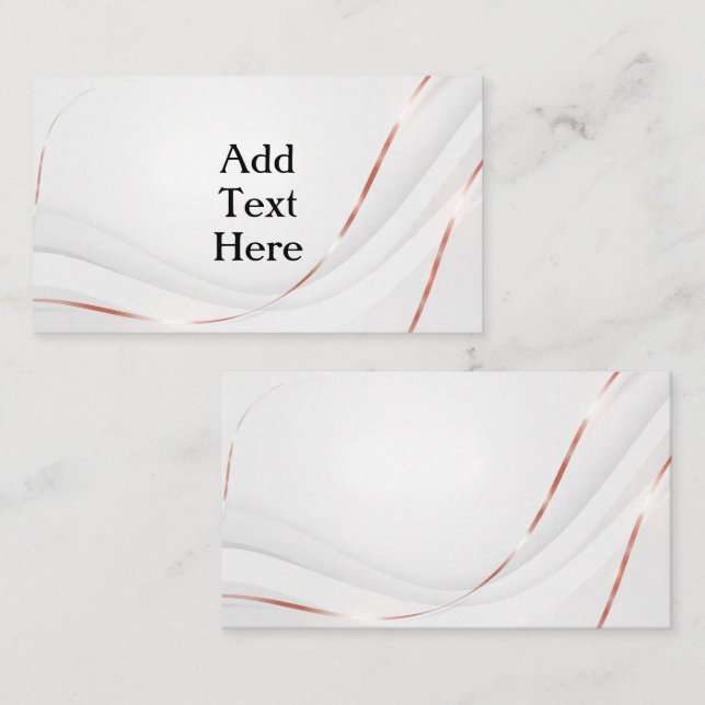 White with Rose Gold Ribbon Enclosure Card (Front/Back)