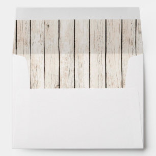 White with Rustic Wood Lined Envelopes
