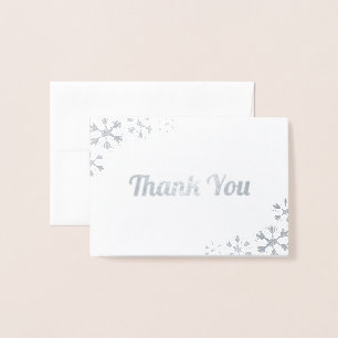 White with Silver Foil Snowflake Thank You Card