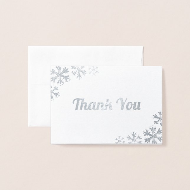 White with Silver Foil Snowflake Thank You Card (Front With Envelope)