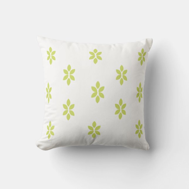White With Tiny Green Leaves Decorative Pillow (Front)