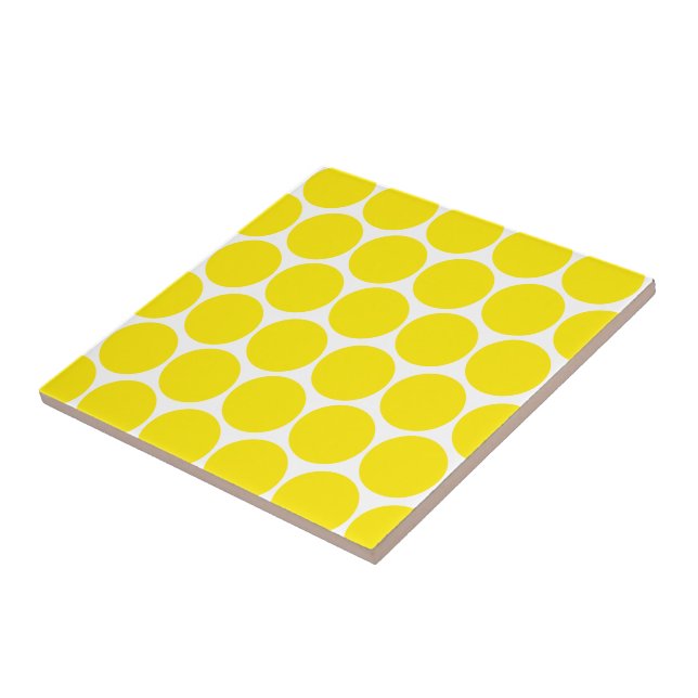 White With Yellow Polka Dots Pattern   Trivet (Side)