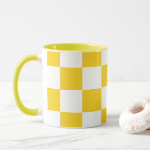 White with Yellow Square Pattern 11 oz Combo Mug