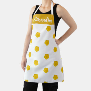 White With Yellow Wildflower Photos Custom Name Apron