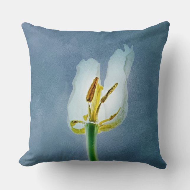 White withering tulip flower cushion (Front)