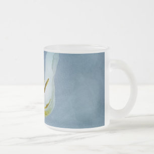 White withering tulip flower frosted glass coffee mug