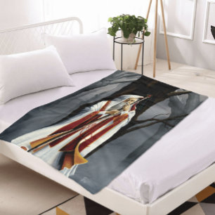 White Wizard Oak Tree Fantasy Fleece Blanket