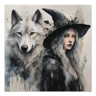 White Wolf and witch  Poster