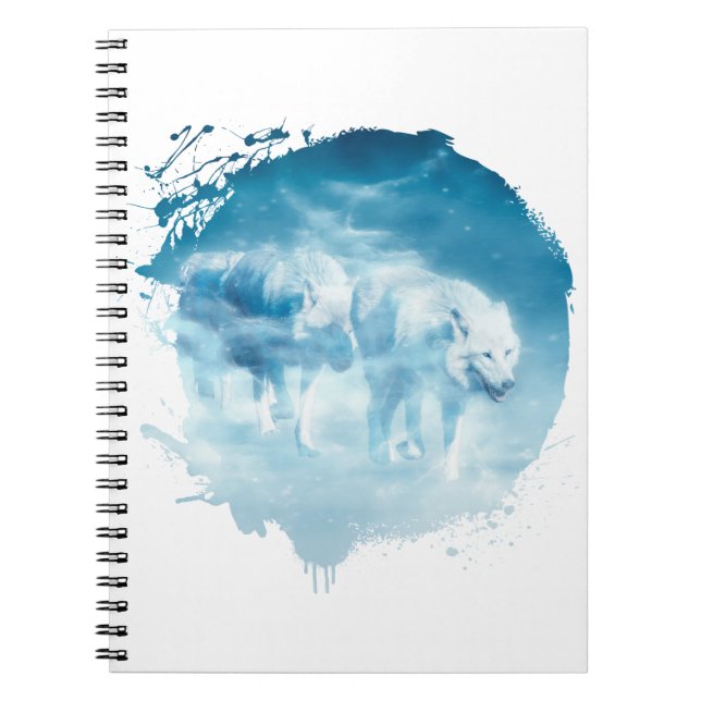 White Wolf Animal Wild Life Jungle Nature Notebook (Front)