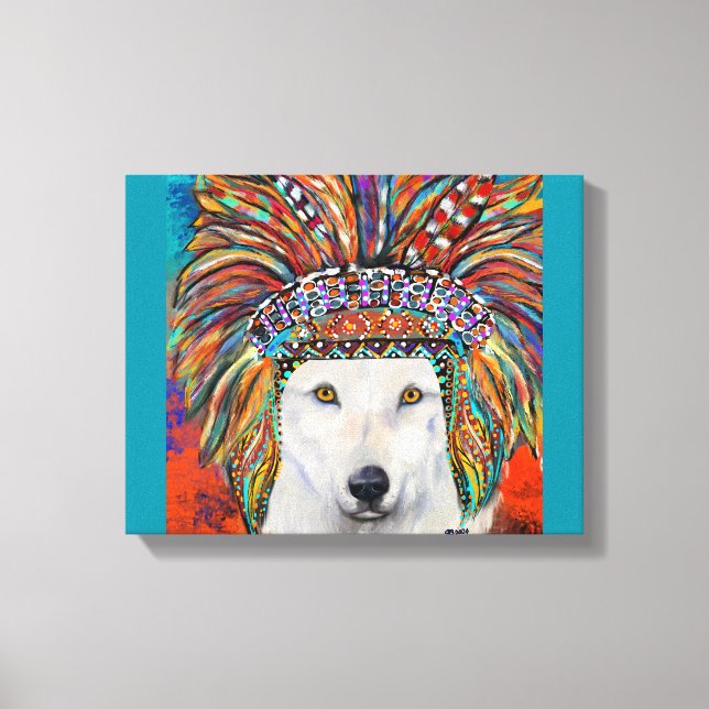White Wolf Art Canvas Print (Front)