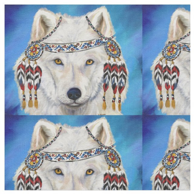 WHITE WOLF  ART FABRIC (Close Up)